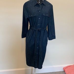Talbots dark denim button up dress